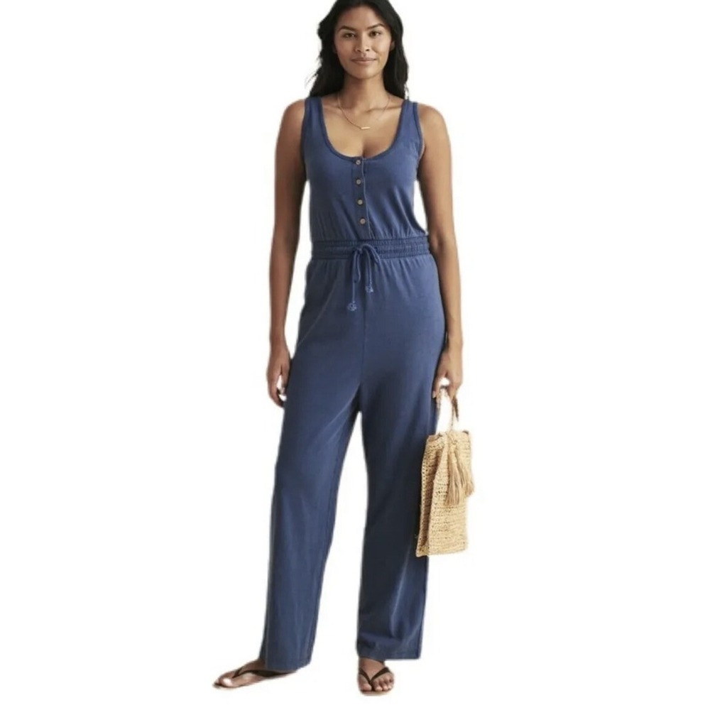 Faherty Blue Terra Jumpsuit | Size Small organic cotton A005722